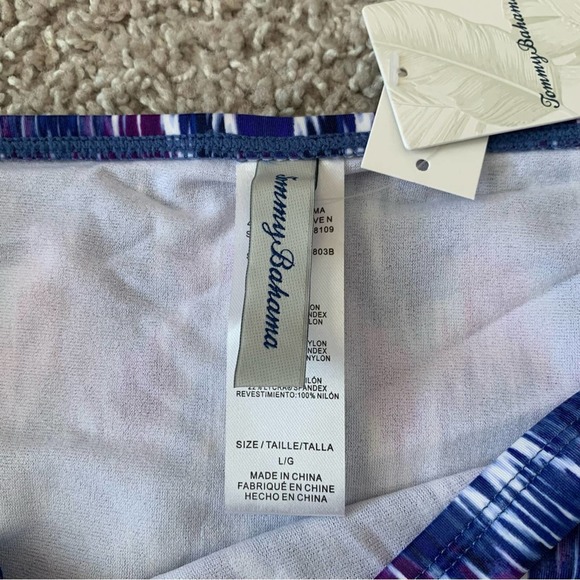 Tommy Bahama Ikat Mirage Side Shirred Bikini Bottom in Blue Monday - Picture 7 of 10